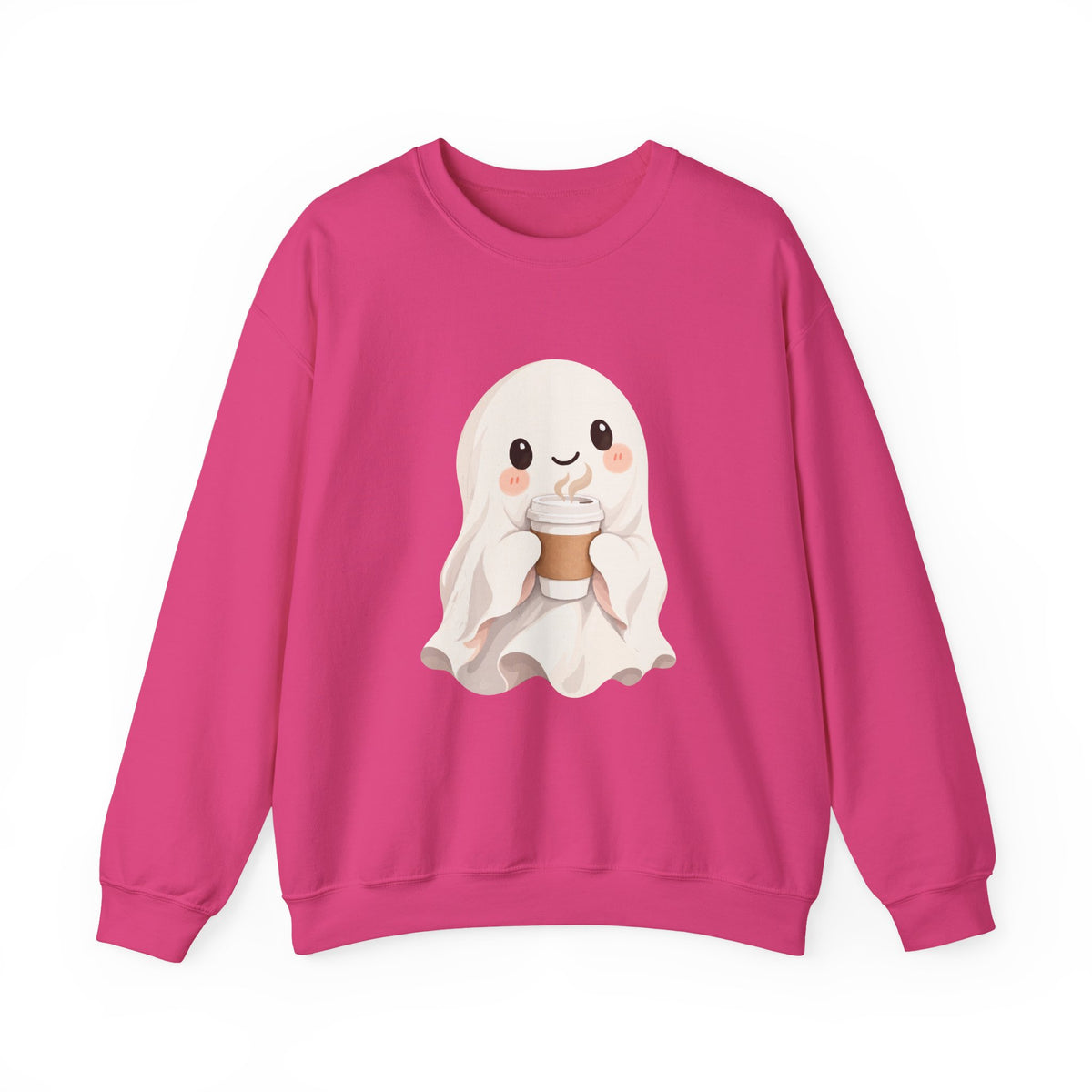 Cute Coffee Ghost Sweatshirt | Halloween Ghost Holding Coffee