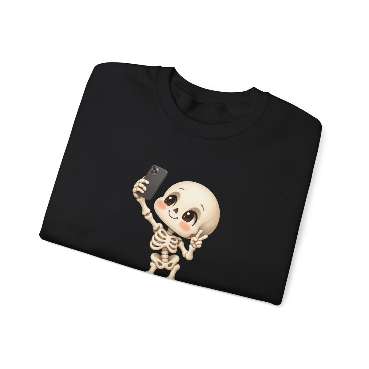 Cute Selfie Skeleton Sweatshirt | Kawaii Skull Cartoon Crewneck