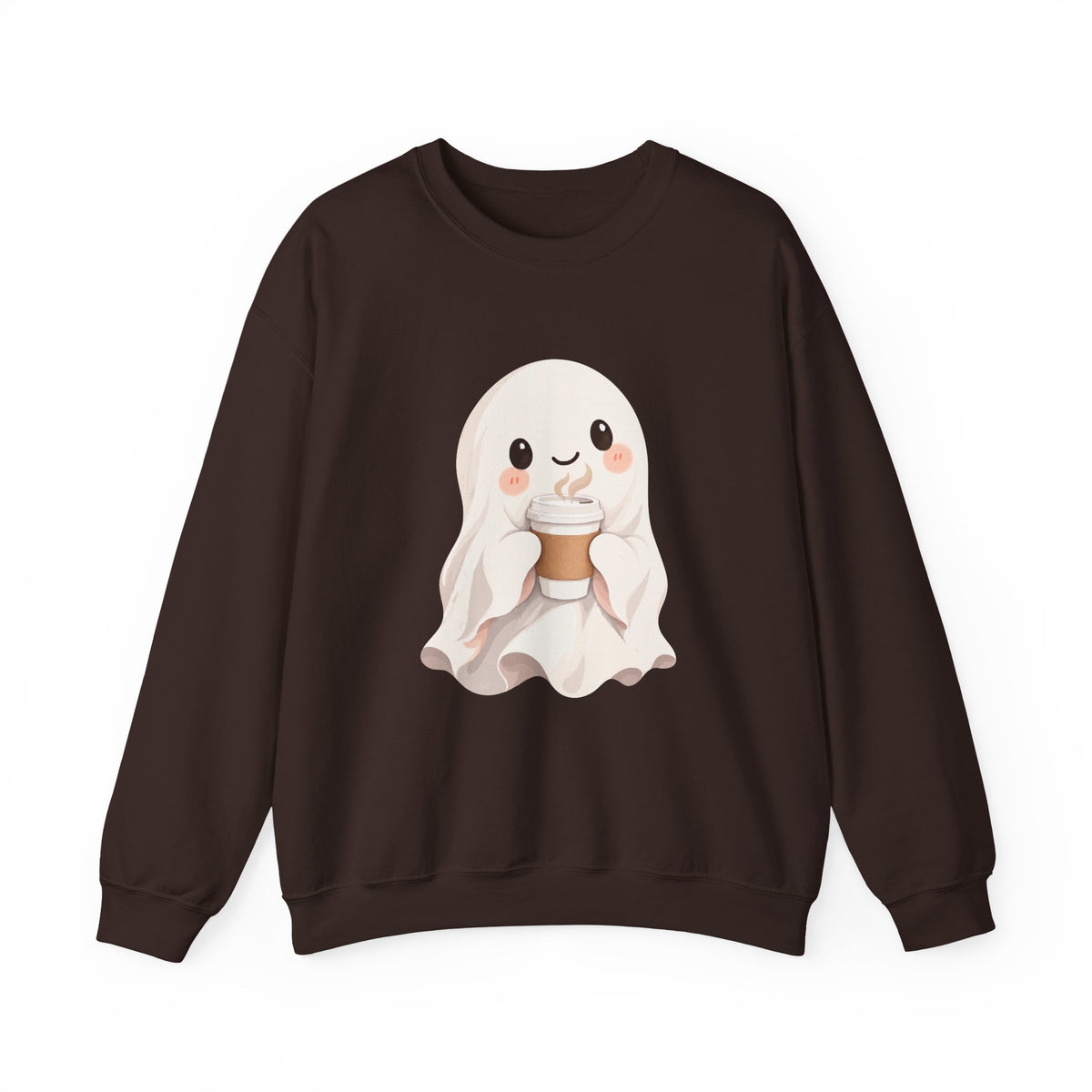 Cute Coffee Ghost Sweatshirt | Halloween Ghost Holding Coffee