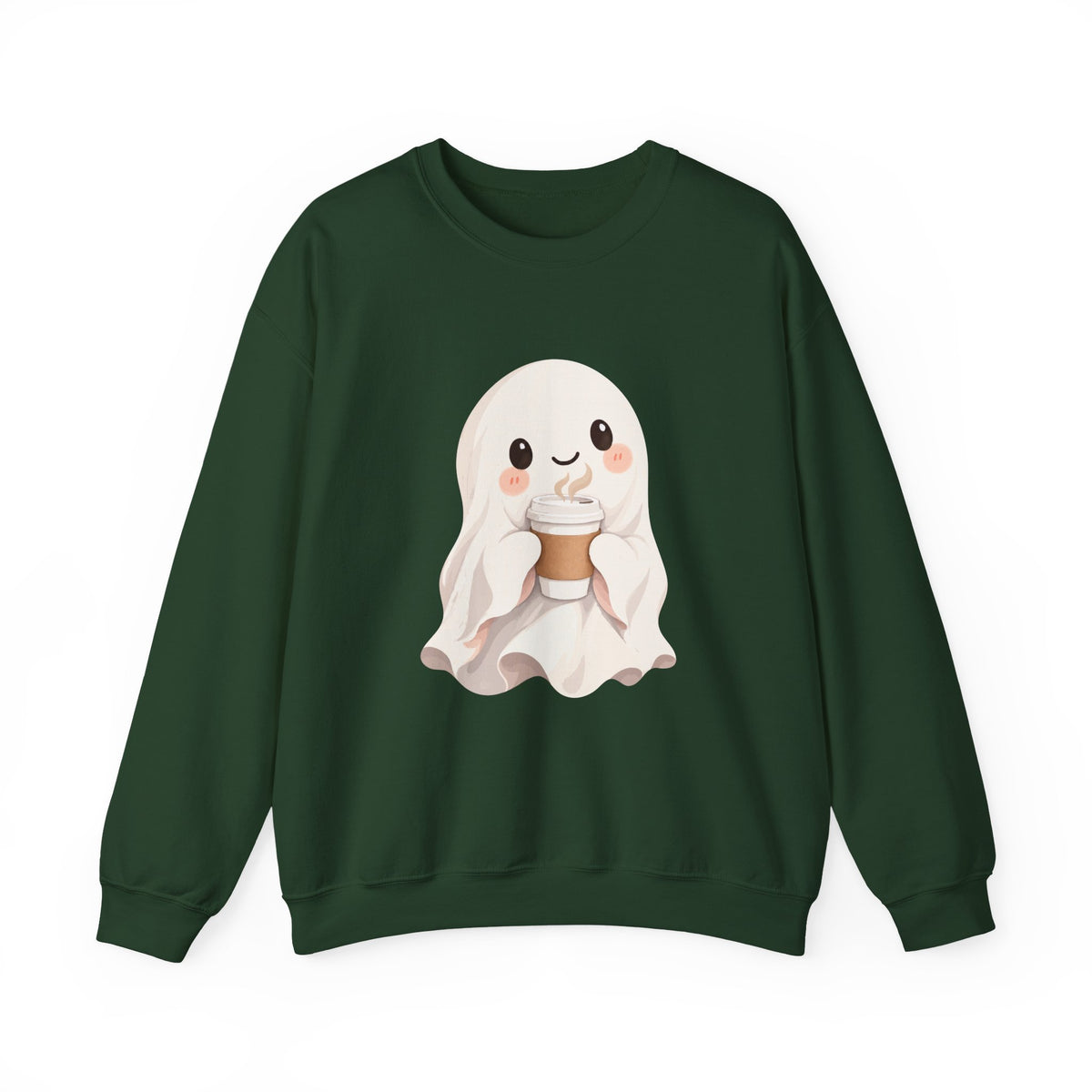 Cute Coffee Ghost Sweatshirt | Halloween Ghost Holding Coffee