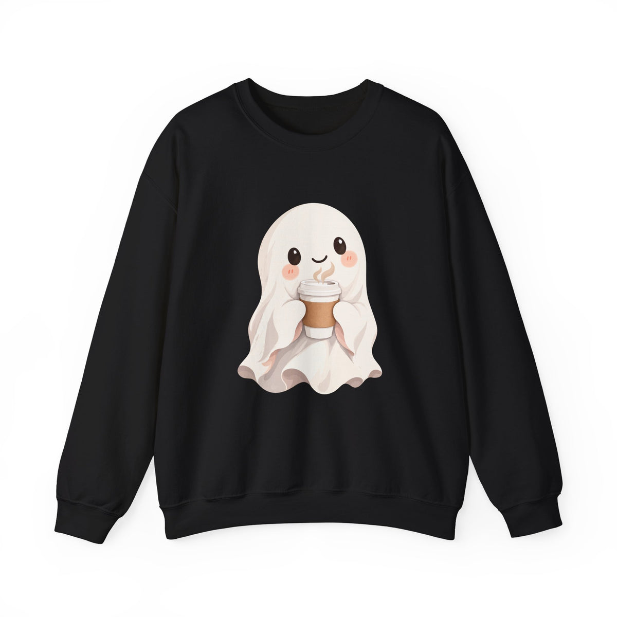 Cute Coffee Ghost Sweatshirt | Halloween Ghost Holding Coffee