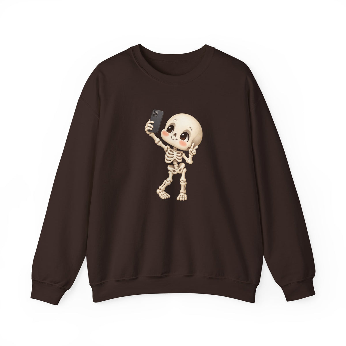 Cute Selfie Skeleton Sweatshirt | Kawaii Skull Cartoon Crewneck