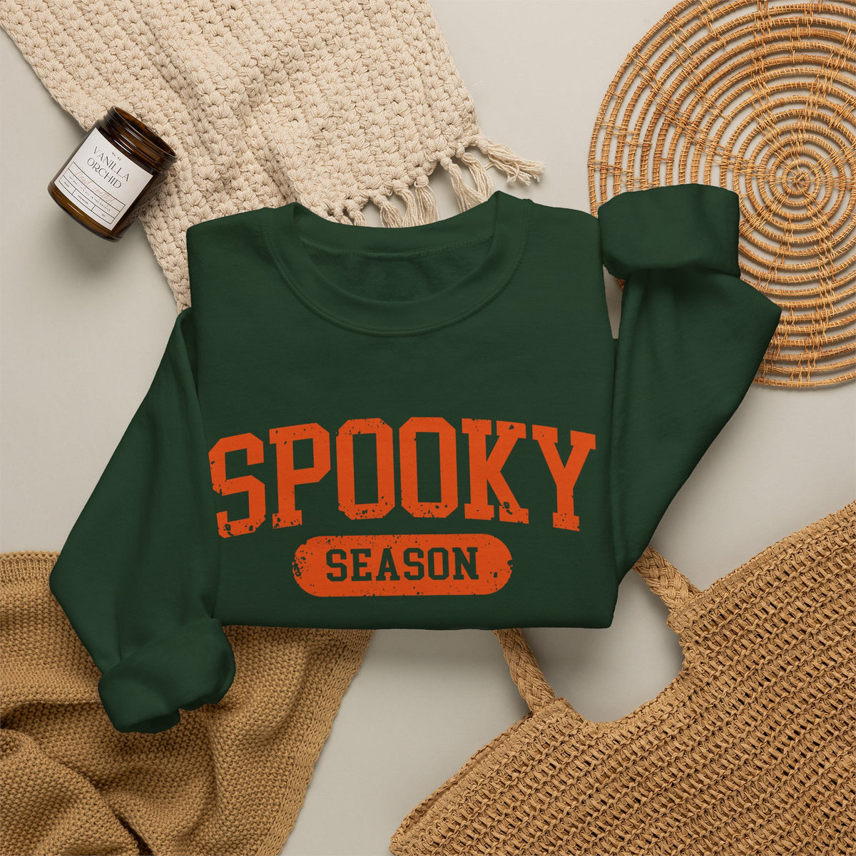 Spooky Season Sweatshirt | Halloween Crewneck, Orange Lettering