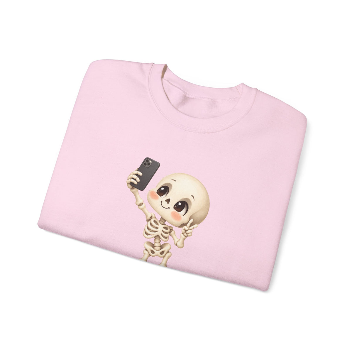 Cute Selfie Skeleton Sweatshirt | Kawaii Skull Cartoon Crewneck