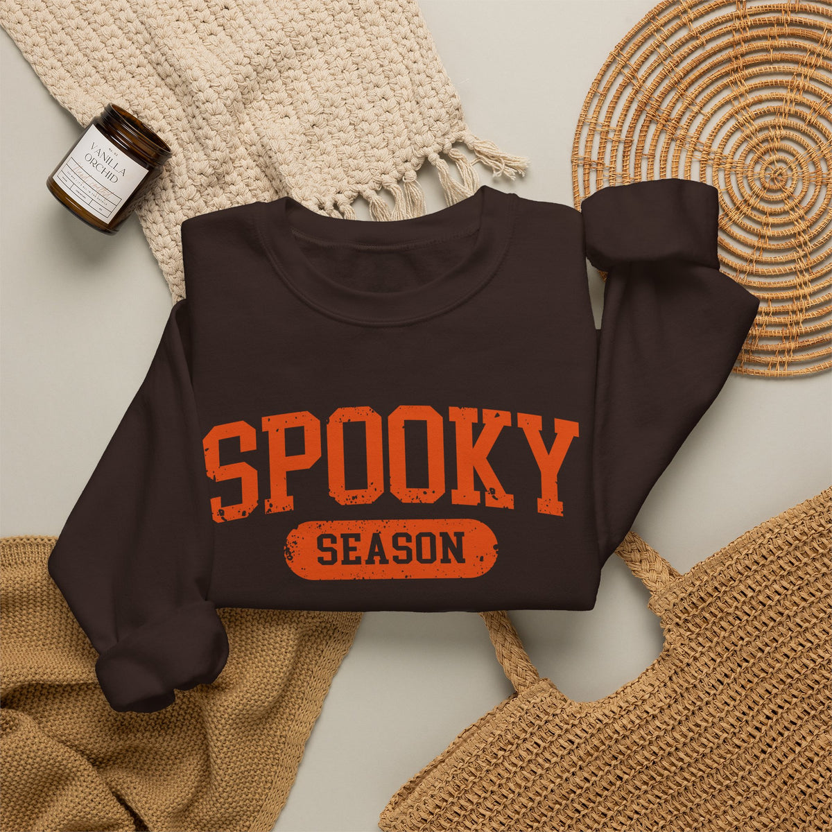 Spooky Season Sweatshirt | Halloween Crewneck, Orange Lettering