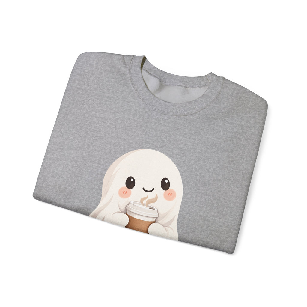 Cute Coffee Ghost Sweatshirt | Halloween Ghost Holding Coffee