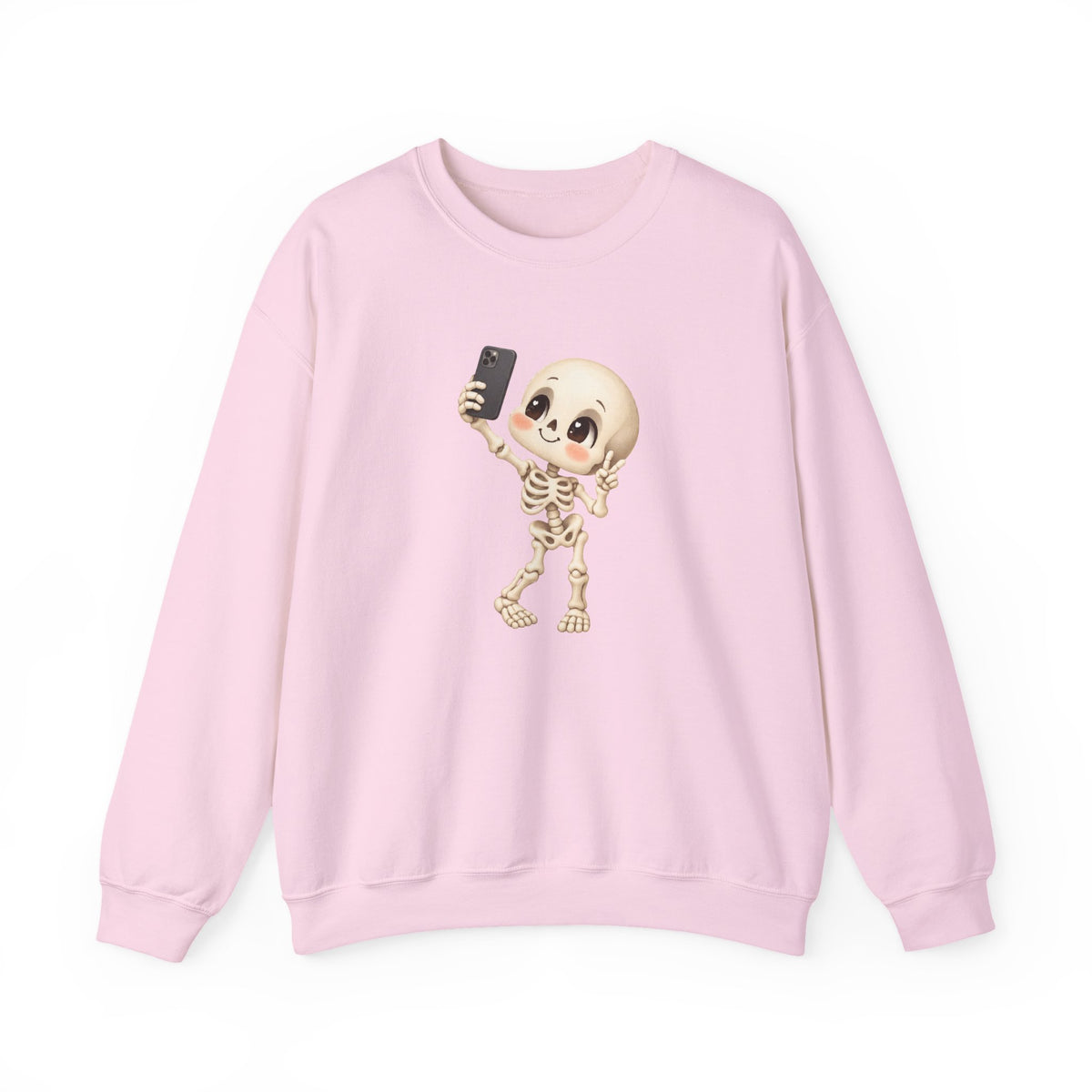 Cute Selfie Skeleton Sweatshirt | Kawaii Skull Cartoon Crewneck