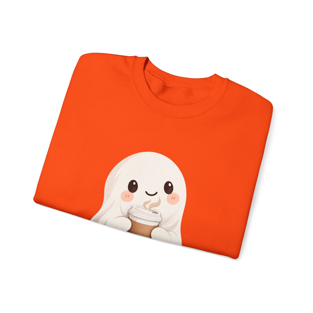Cute Coffee Ghost Sweatshirt | Halloween Ghost Holding Coffee
