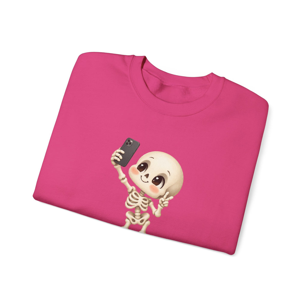 Cute Selfie Skeleton Sweatshirt | Kawaii Skull Cartoon Crewneck