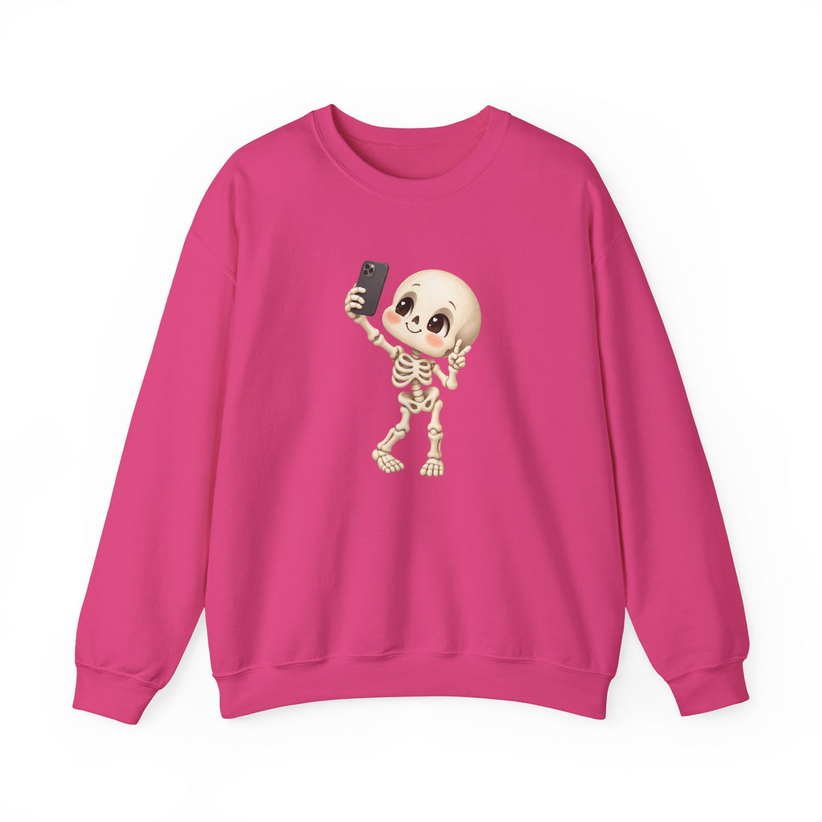 Cute Selfie Skeleton Sweatshirt | Kawaii Skull Cartoon Crewneck