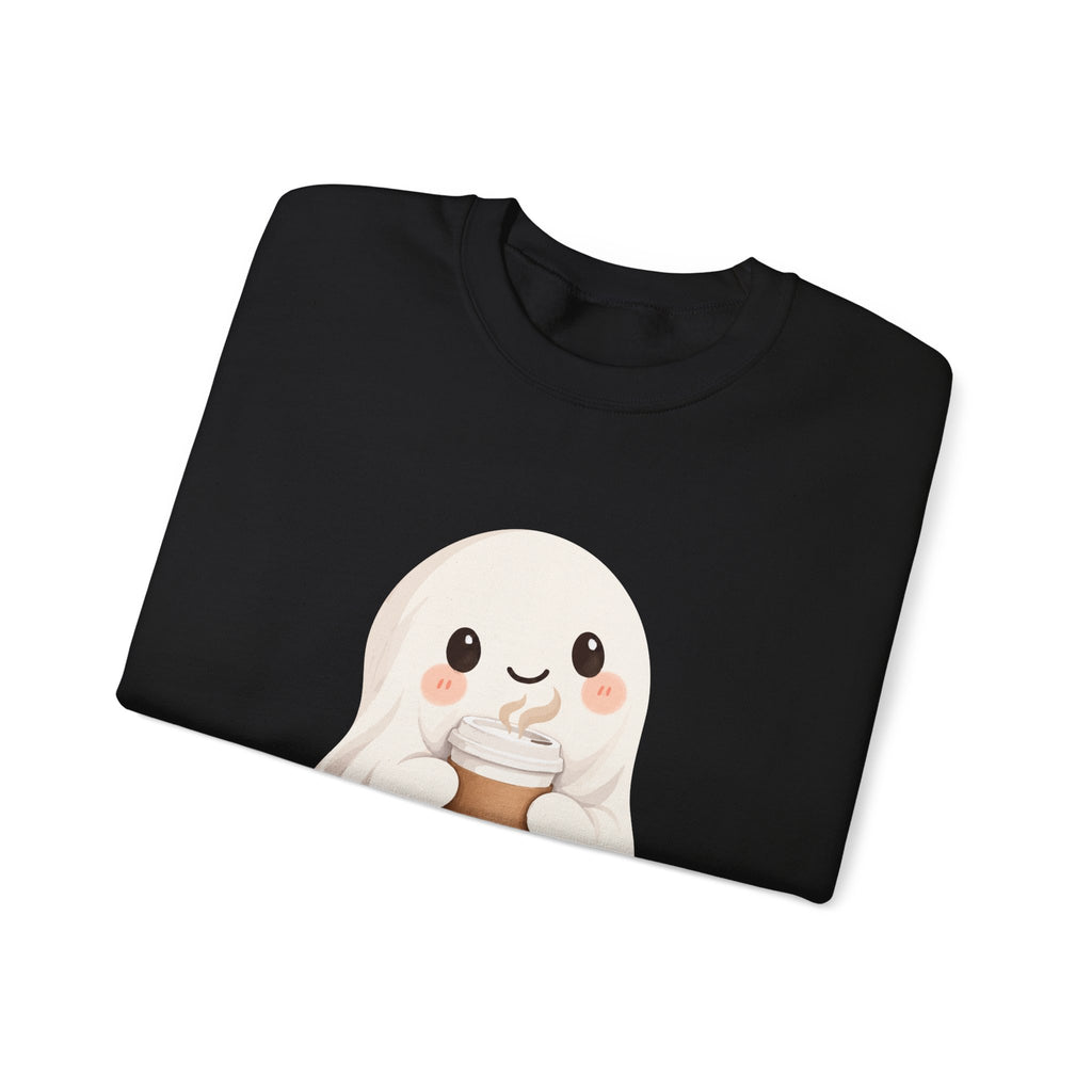 Cute Coffee Ghost Sweatshirt | Halloween Ghost Holding Coffee