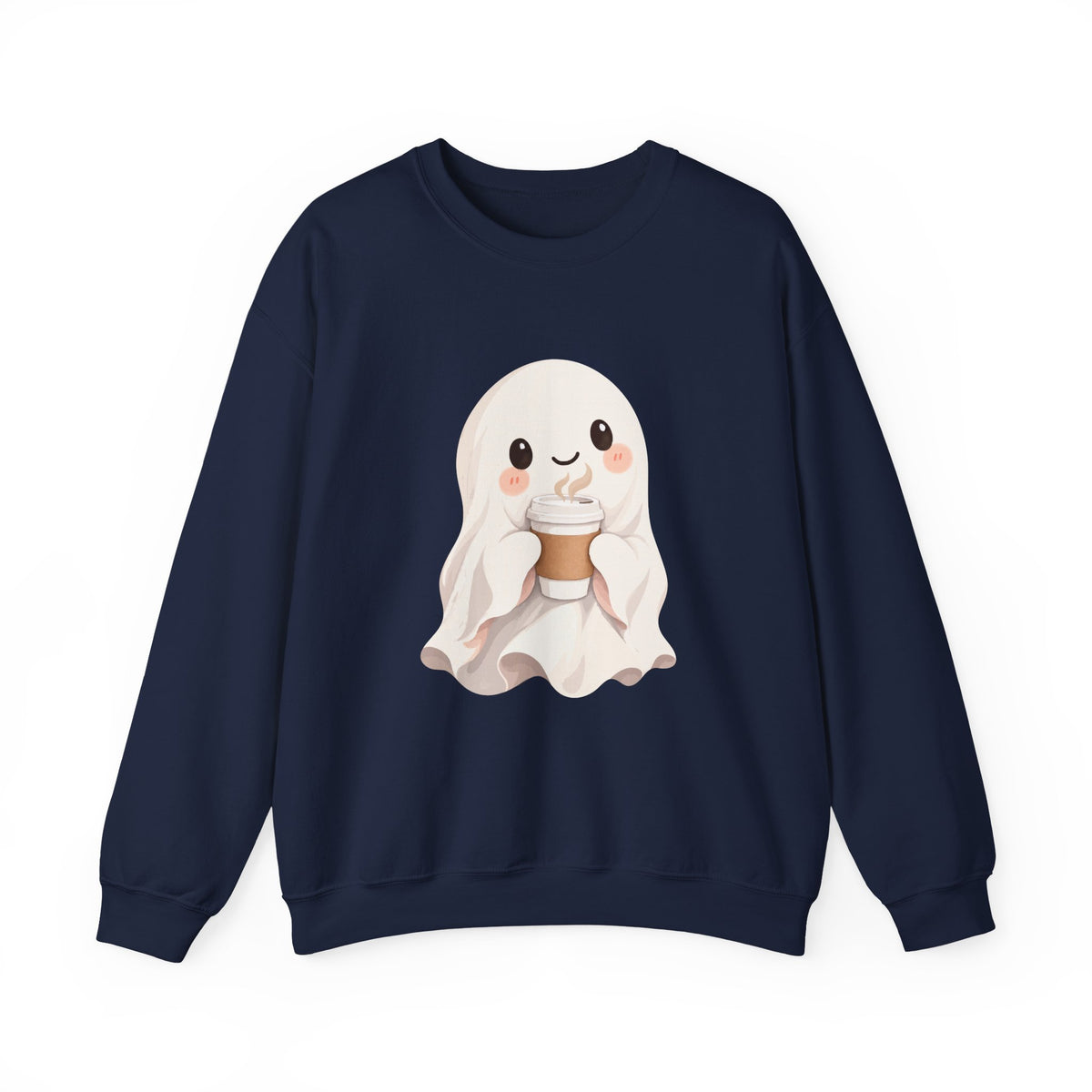 Cute Coffee Ghost Sweatshirt | Halloween Ghost Holding Coffee