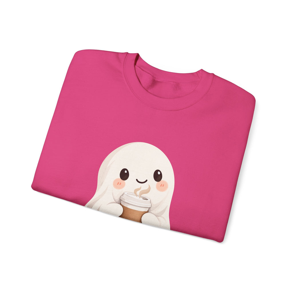 Cute Coffee Ghost Sweatshirt | Halloween Ghost Holding Coffee