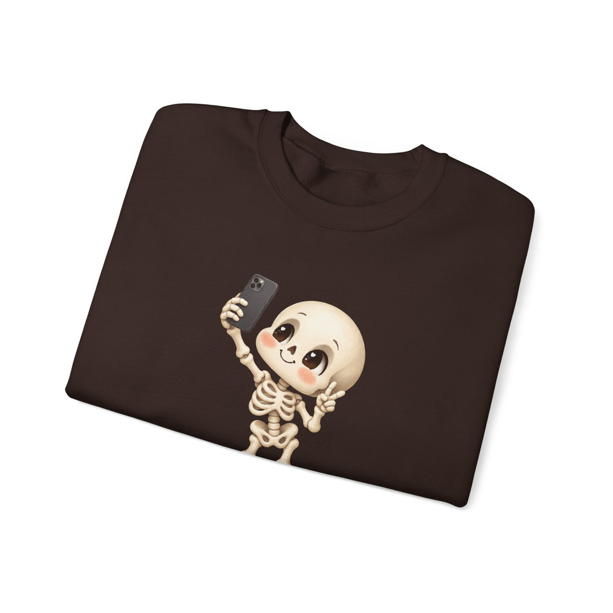 Cute Selfie Skeleton Sweatshirt | Kawaii Skull Cartoon Crewneck