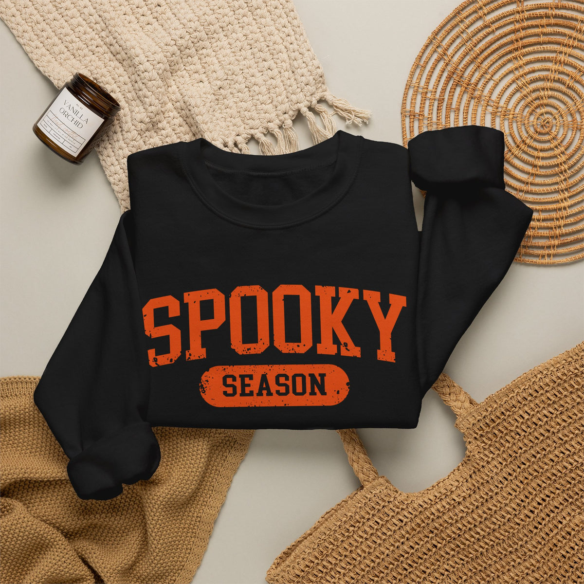 Spooky Season Sweatshirt | Halloween Crewneck, Orange Lettering