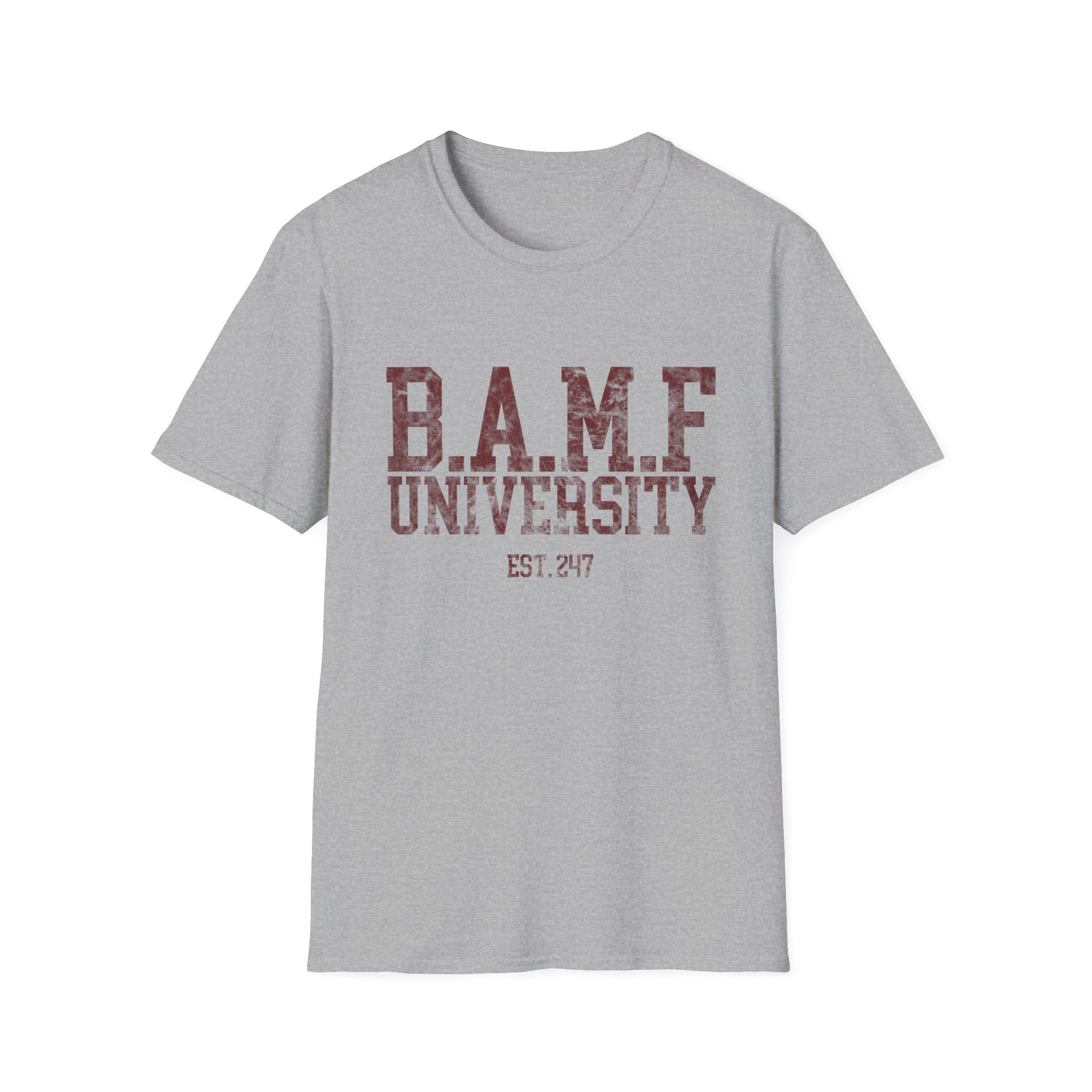B.A.M.F. University T-Shirt — Vintage Collegiate Graphic Tee (Est. 247)