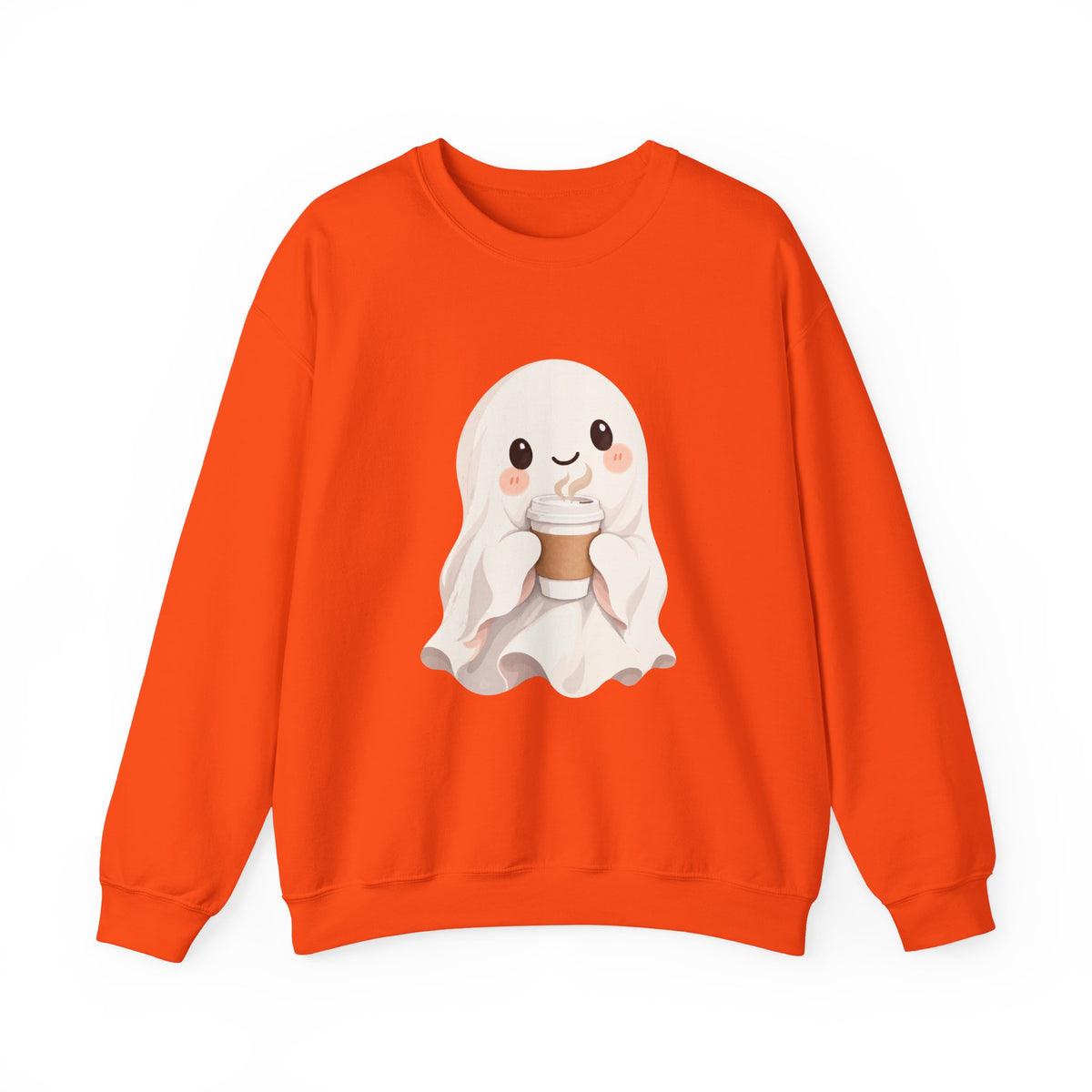 Cute Coffee Ghost Sweatshirt | Halloween Ghost Holding Coffee