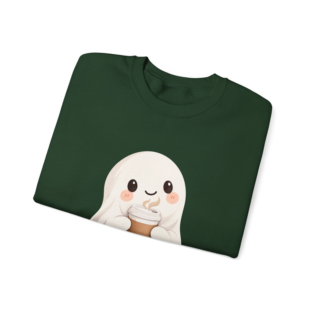 Cute Coffee Ghost Sweatshirt | Halloween Ghost Holding Coffee