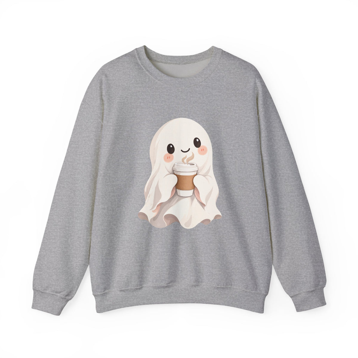 Cute Coffee Ghost Sweatshirt | Halloween Ghost Holding Coffee